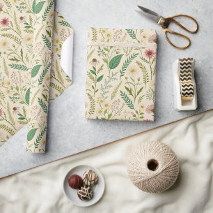 Wildblumenwiese Handgezeichnete Botanische Kunst Geschenkpapier