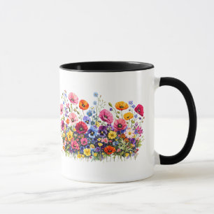 Wildblumenwiese mit natürlichen Wasserfarbenblüten Tasse