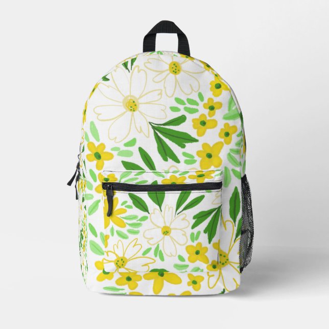 Wildblumenwiese Muster Bedruckter Rucksack (Vorderseite)