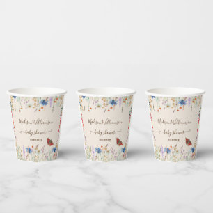 Wildblumenwiese Schmetterling Baby Shower Pappbecher