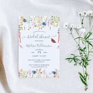 Wildblumenwiese & Schmetterling Brautparty Einladung