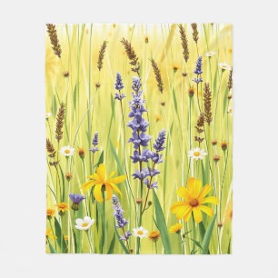 Wildblumenwiese Sommer Muster Fleecedecke