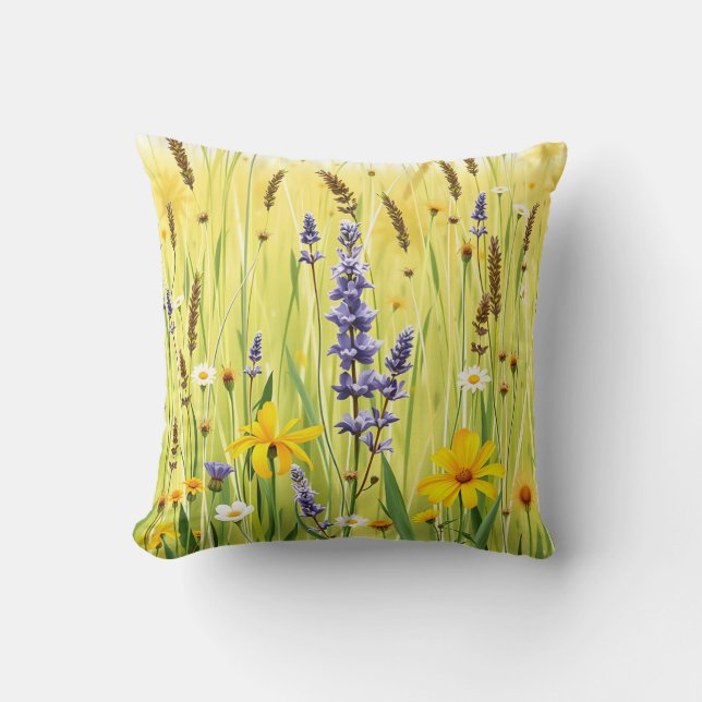 Wildblumenwiese Sommer Muster Kissen (Vorderseite)
