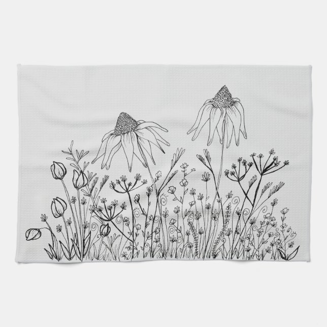 Wildblumenzeichnen Geschirrtuch (Horizontal)