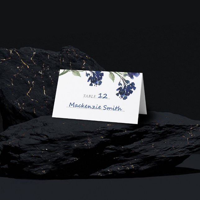 Wildblüte | Classic Blue Bohemisch Garden Blume Platzkarte (Von Creator hochgeladen)