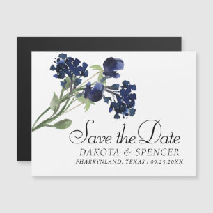Wildblüte   Klassisches Blau Save the Date Bohemis Magneteinladung