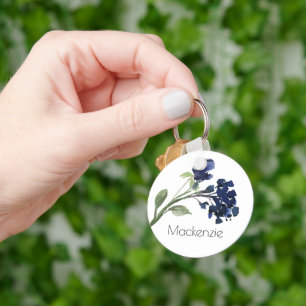 Wildblüte Navy Blue Bohemisch Blume Custom Schlüsselanhänger