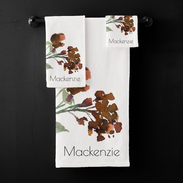 Wildblüte | Terracotta Orange Bohemisch Badhandtuch Set (Von Creator hochgeladen)