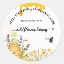 Wildblüten-Honigglas-Etiketten | Imkerei Honigbien