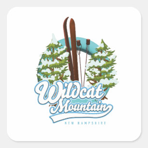 Wildcat Mountain New Hampshire Ski poster Button Quadratischer Aufkleber