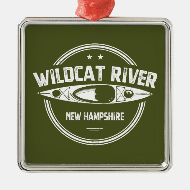Wildcat River New Hampshire Kayak Ornament Aus Metall (Vorne)