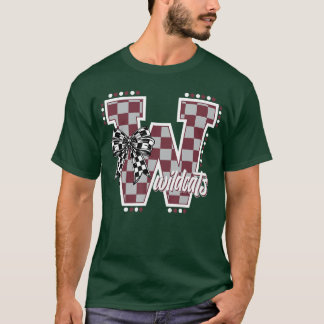 Wildcats kariert Marone Wildkatzen-Stolz Schul-Spi T-Shirt