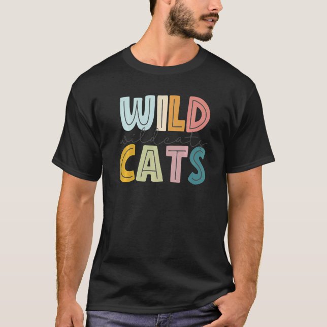 Wildcats Mascot School Spirit Sports Cheer Fan Tee (Vorderseite)