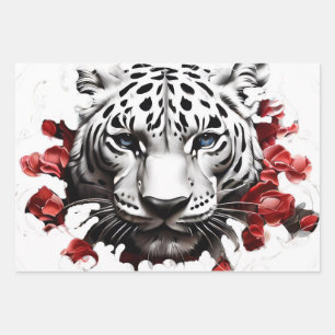 Wilddesign Weißes Tiger Geschenkpapier Set