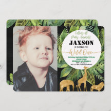 Wilde 1. Geburtstag Foto Einladung Junge Safari