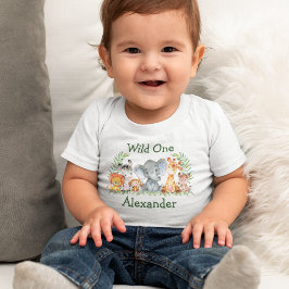 Wilde 1. Geburtstag Wasserfarben Safari Tiere Baby T-shirt
