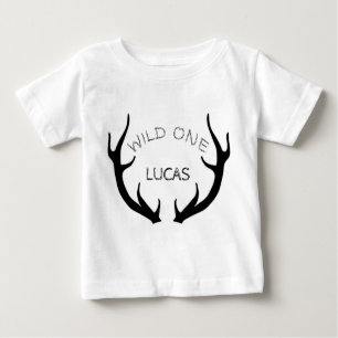 Wilde 1. Geburtstags-Rotwild-Geweihe Baby T-shirt