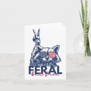 Wilde aber freie lustige Raccoon Patriotic 4. Juli Karte