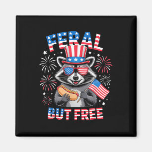 Wilde aber Gratis Raccoon 4. Juli Funny Patriotic Magnet