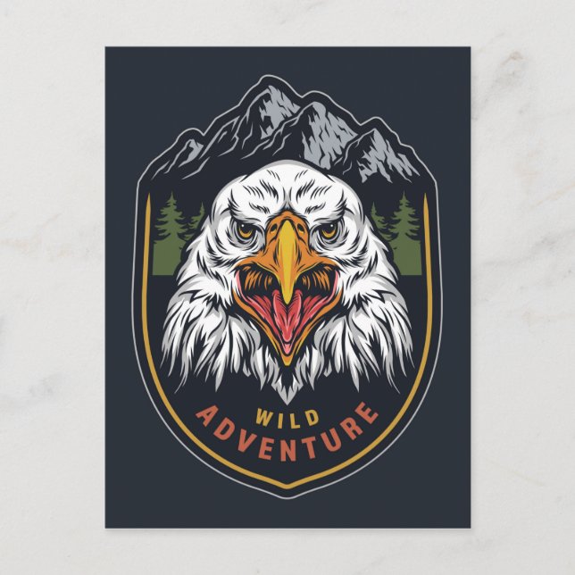 Wilde Adventure Eagle und Mountains Postkarte (Vorderseite)