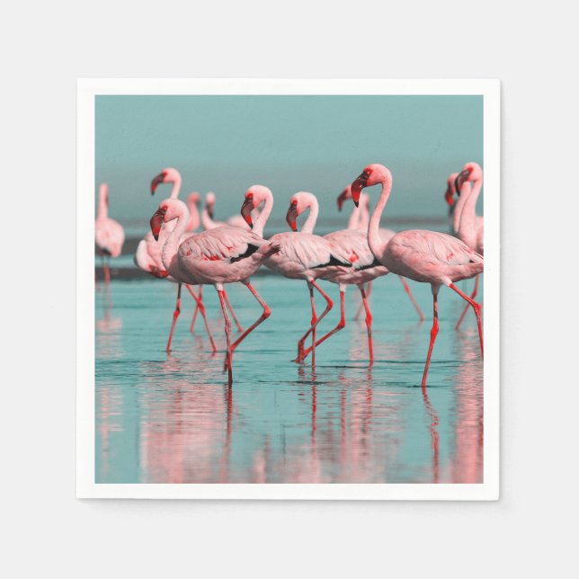 Wilde afrikanische Flamingos Serviette (Vorderseite)
