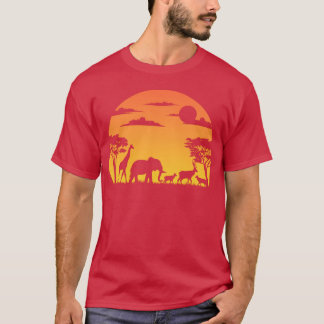 Wilde afrikanische Tiere Safari Sonnenuntergang Fr T-Shirt
