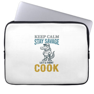 Wilde Alligator-Koch-Vintage-Stichgrafik_1 Laptopschutzhülle