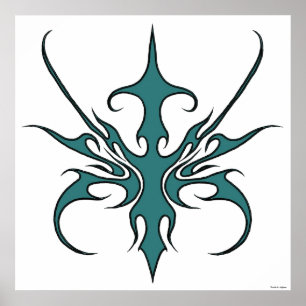 Wilde Aquamarin Tribal-Linien-Kunst-Illustration Poster