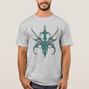 Wilde Aquamarin-Tribal-Linienkunst-Illustration T-Shirt