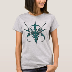 Wilde Aquamarin-tribale Linienkunst-Illustration T-Shirt