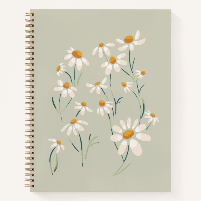 Wilde Ästhetik Chamomile Delikate Blume Notizbuch (Vorderseite)