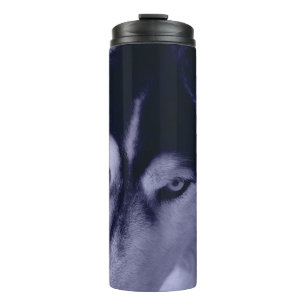 Wilde Augen eines Sibirischen Huskys Thermosbecher