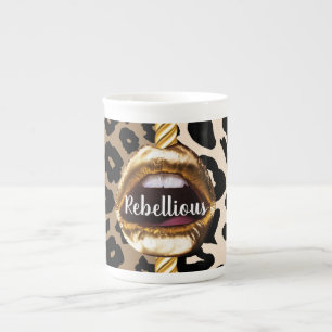 Wilde benutzerdefinierte goldene Lippen Geschenk D Prozellantasse