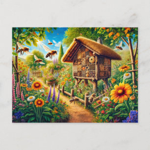 Wilde Bienen im Insekt Hotel Postkarte