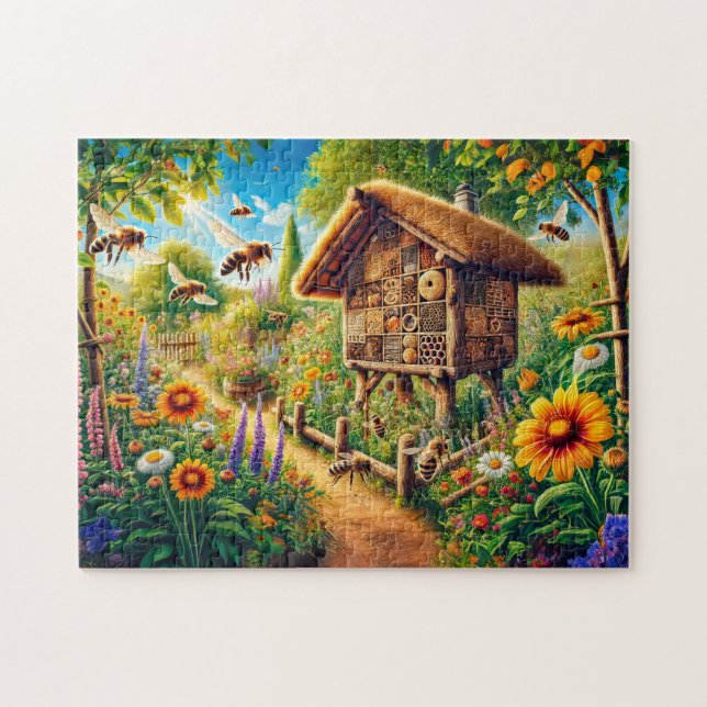 Wilde Bienen im Insekt Hotel Puzzle (Horizontal)
