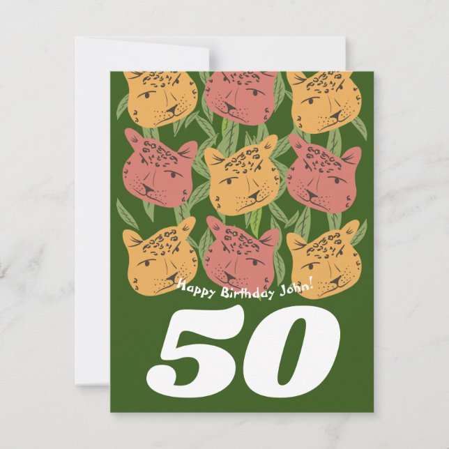 Wilde Birthday Leopard Cat Jungle Card (Vorderseite)