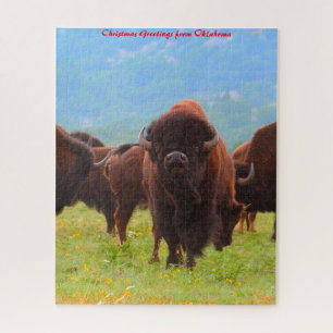 Wilde Bisons Oklahoma. Weihnachtsgrüße Puzzle