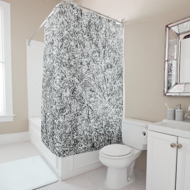 Wilde Blätter. Abstrakte Naturkunst Duschvorhang (Beispiel)