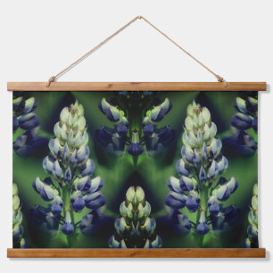 Wilde Blaue Lupinenblüten Natur Abstrakt Wandteppich Mit Holzrahmen
