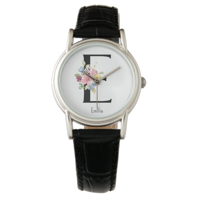 Wilde Blume Alphabet E Watch Armbanduhr (Vorderseite)