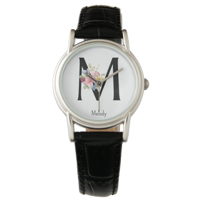 Wilde Blume Alphabet M Watch Armbanduhr (Vorderseite)