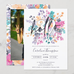 Wilde Blume Aquarell Blumenchic Foto hallo 30 Einladung