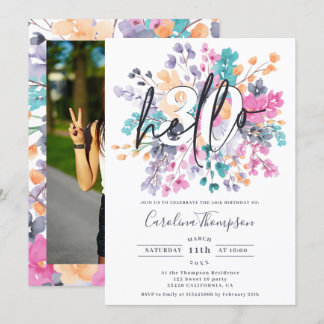 Wilde Blume Aquarell Blumenchic Foto hallo 30 Einladung
