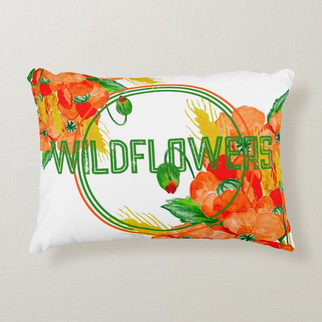 Wilde Blume Aquarell Dekokissen (Vorderseite)