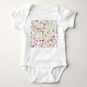 Wilde Blume Aquarell Nahtloses Design Baby Strampler