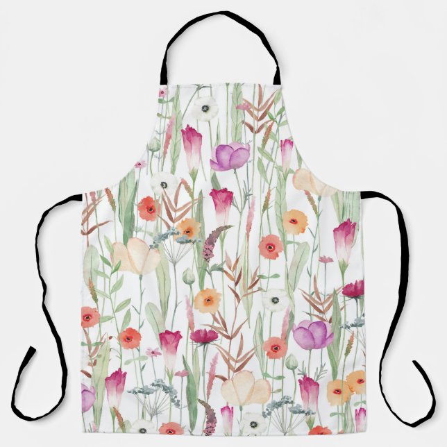 Wilde Blume Aquarell Nahtloses Design Schürze (Vorderseite)