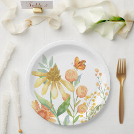 Wilde Blume ästhetische Aquarell Pappteller