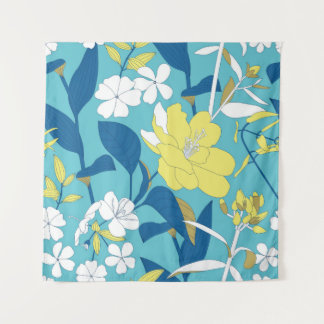 Wilde Blume auf weißem Hintergrund nahtlos  Wandteppich