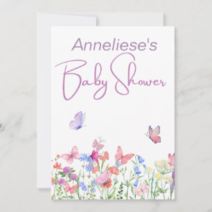 Wilde Blume Babydusche Einladung