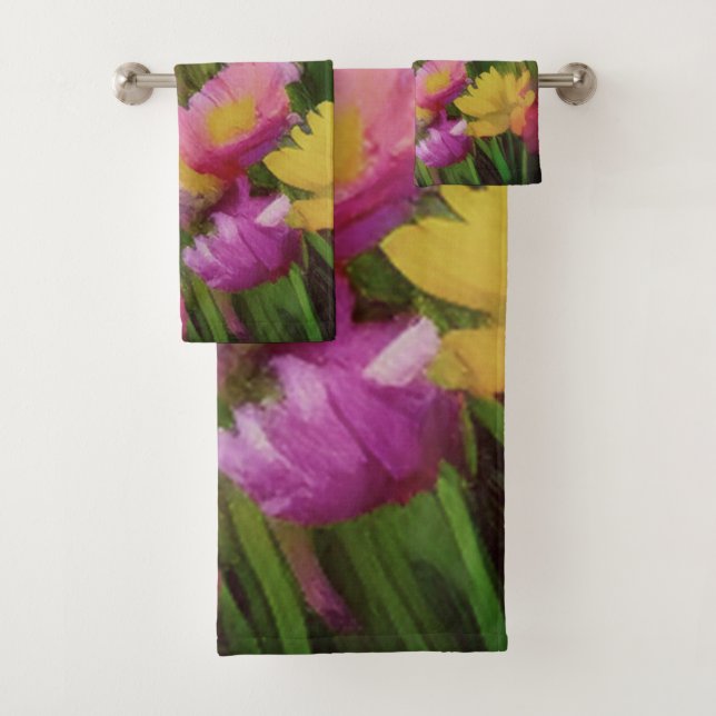 Wilde Blume bei Dämmerung Badhandtuch Set (Insitu)